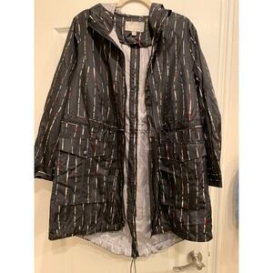 Woman Within Rain Wind Breaker Black with Multicolor ‎ Sz 18W